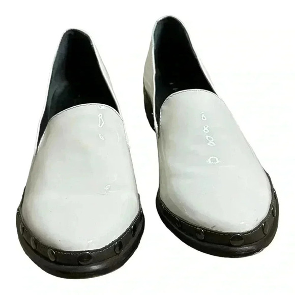 Anthropologie M4de White Patent Leather Loafers Size 7 - Picture 3 of 6